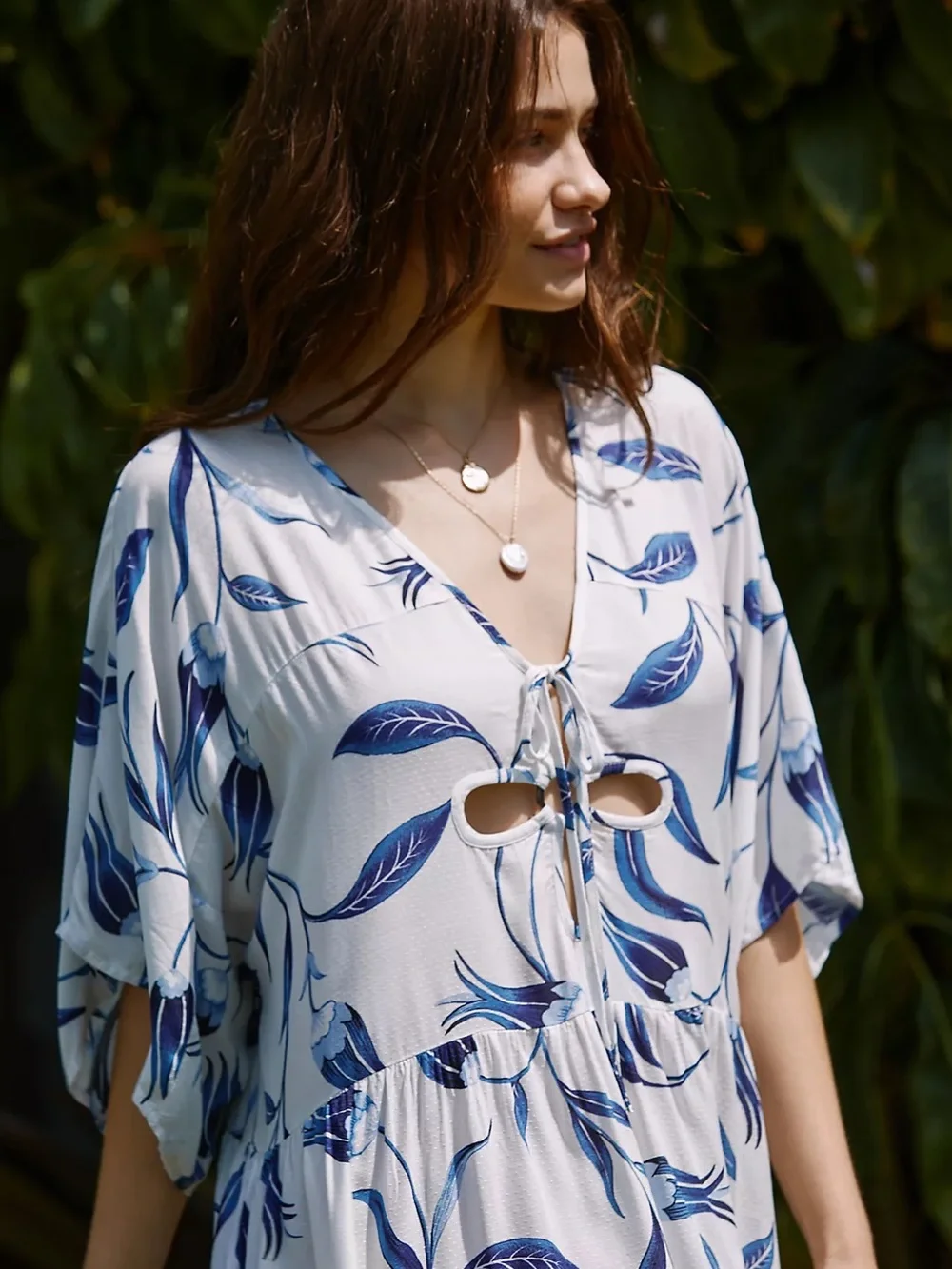 By Anthropologie Keyhole Tiered Babydoll Dress